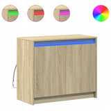 Dressoir met LED 72x34x61 cm bewerkt hout sonoma eikenkleurig - AllerleiShop