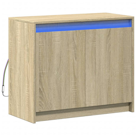 Dressoir met LED 72x34x61 cm bewerkt hout sonoma eikenkleurig - AllerleiShop