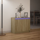 Dressoir met LED 72x34x61 cm bewerkt hout sonoma eikenkleurig - AllerleiShop