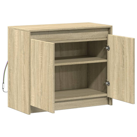 Dressoir met LED 72x34x61 cm bewerkt hout sonoma eikenkleurig - AllerleiShop