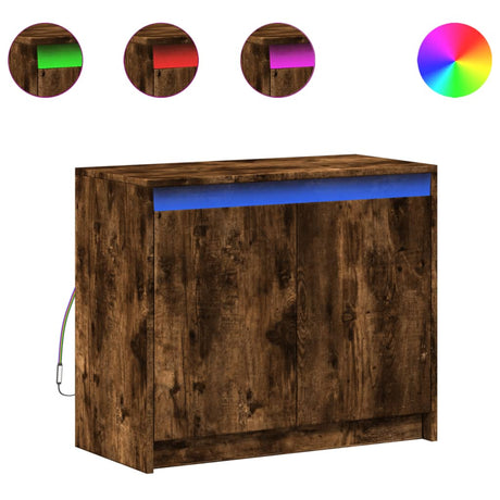 Dressoir met LED 72x34x61 cm bewerkt hout gerookt eikenkleurig - AllerleiShop