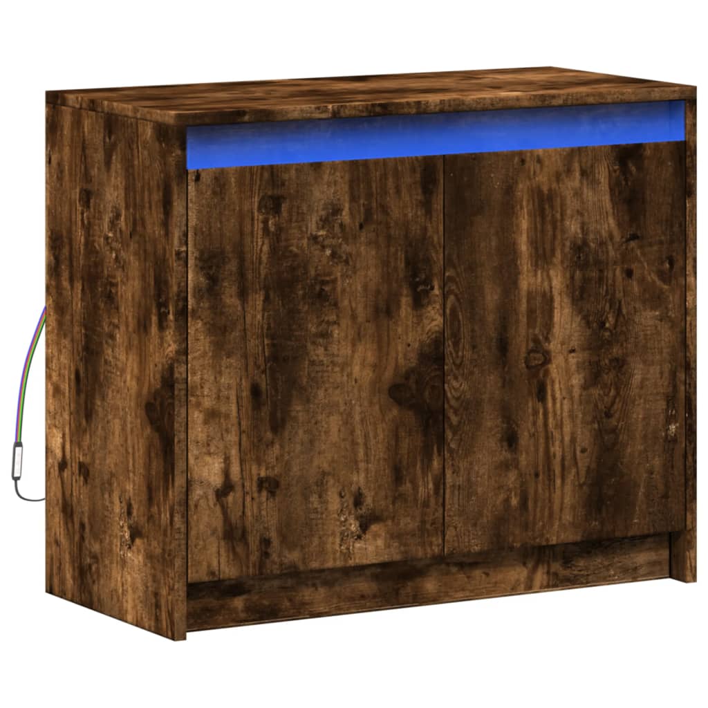 Dressoir met LED 72x34x61 cm bewerkt hout gerookt eikenkleurig - AllerleiShop