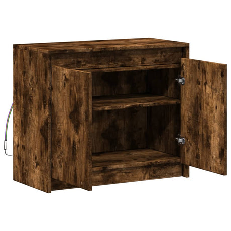 Dressoir met LED 72x34x61 cm bewerkt hout gerookt eikenkleurig - AllerleiShop