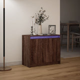 Dressoir met LED 72x34x61 cm bewerkt hout bruin eikenkleur - AllerleiShop