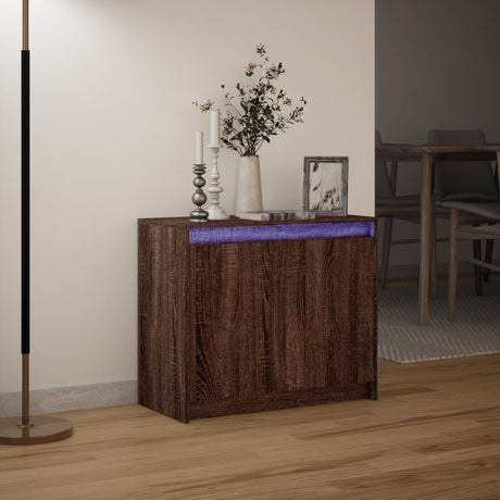 Dressoir met LED 72x34x61 cm bewerkt hout bruin eikenkleur - AllerleiShop