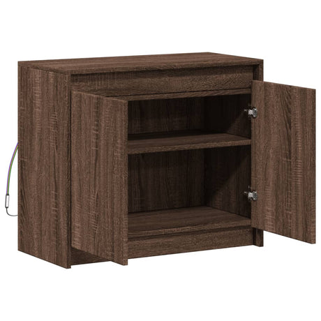 Dressoir met LED 72x34x61 cm bewerkt hout bruin eikenkleur - AllerleiShop