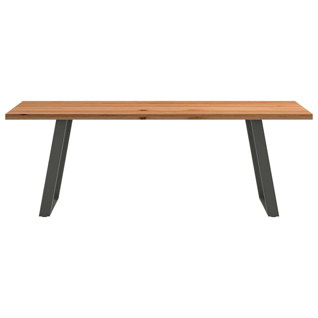 Eettafel rechthoekig 220x80x74 cm massief eikenhout lichtbruin - AllerleiShop