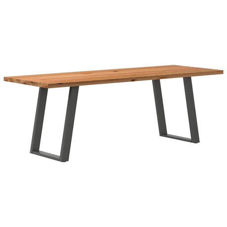 Eettafel rechthoekig 220x80x74 cm massief eikenhout lichtbruin - AllerleiShop