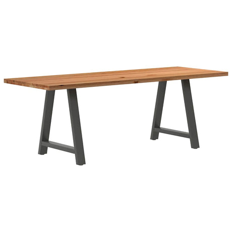 Eettafel rechthoekig 220x80x74 cm massief eikenhout lichtbruin - AllerleiShop