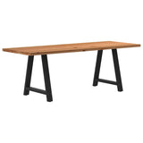 Eettafel rechthoekig 220x80x74 cm massief eikenhout lichtbruin - AllerleiShop