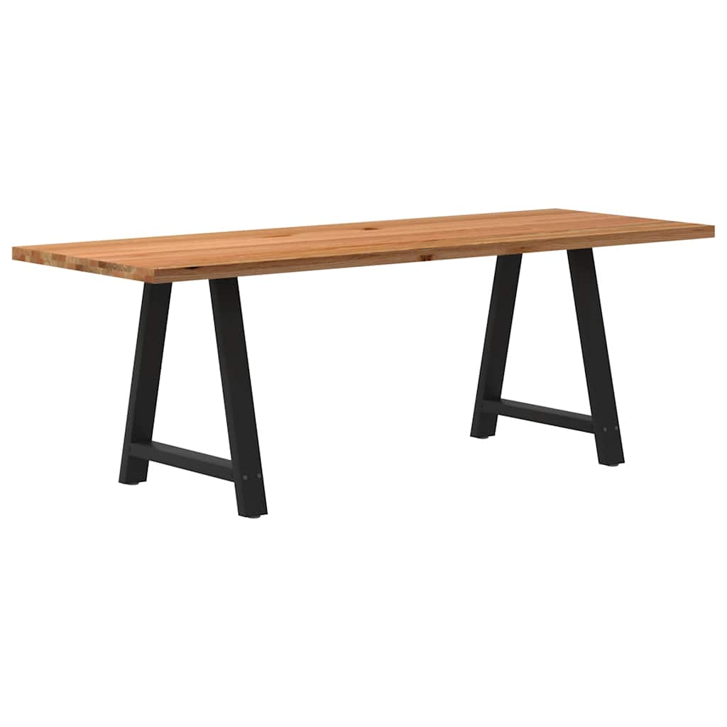 Eettafel rechthoekig 220x80x74 cm massief eikenhout lichtbruin - AllerleiShop