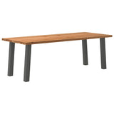 Eettafel rechthoekig 220x90x74 cm massief eikenhout lichtbruin - AllerleiShop