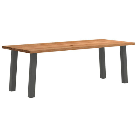 Eettafel rechthoekig 220x90x74 cm massief eikenhout lichtbruin - AllerleiShop