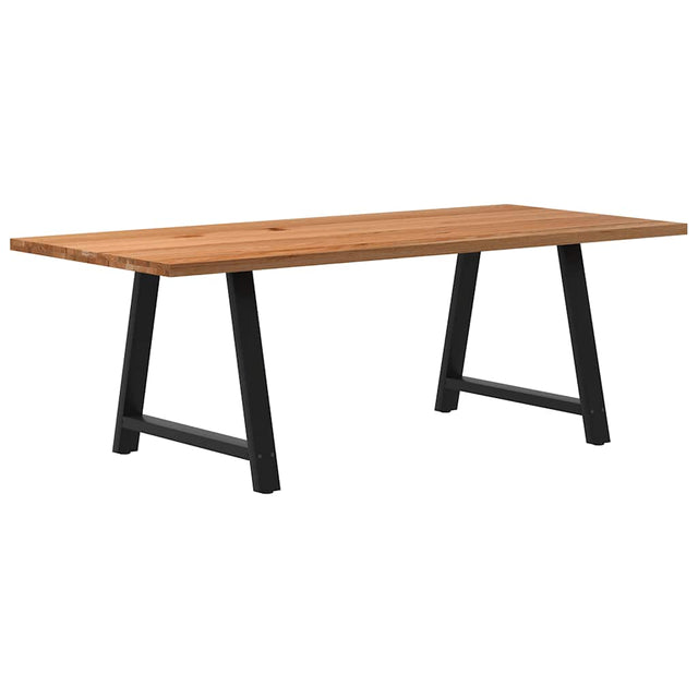 Eettafel rechthoekig 220x100x74 cm massief eikenhout lichtbruin - AllerleiShop