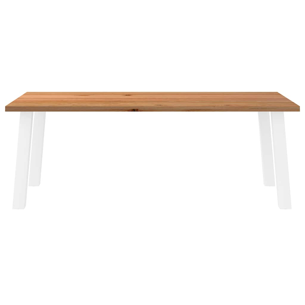 Eettafel rechthoekig 220x100x74 cm massief eikenhout lichtbruin - AllerleiShop