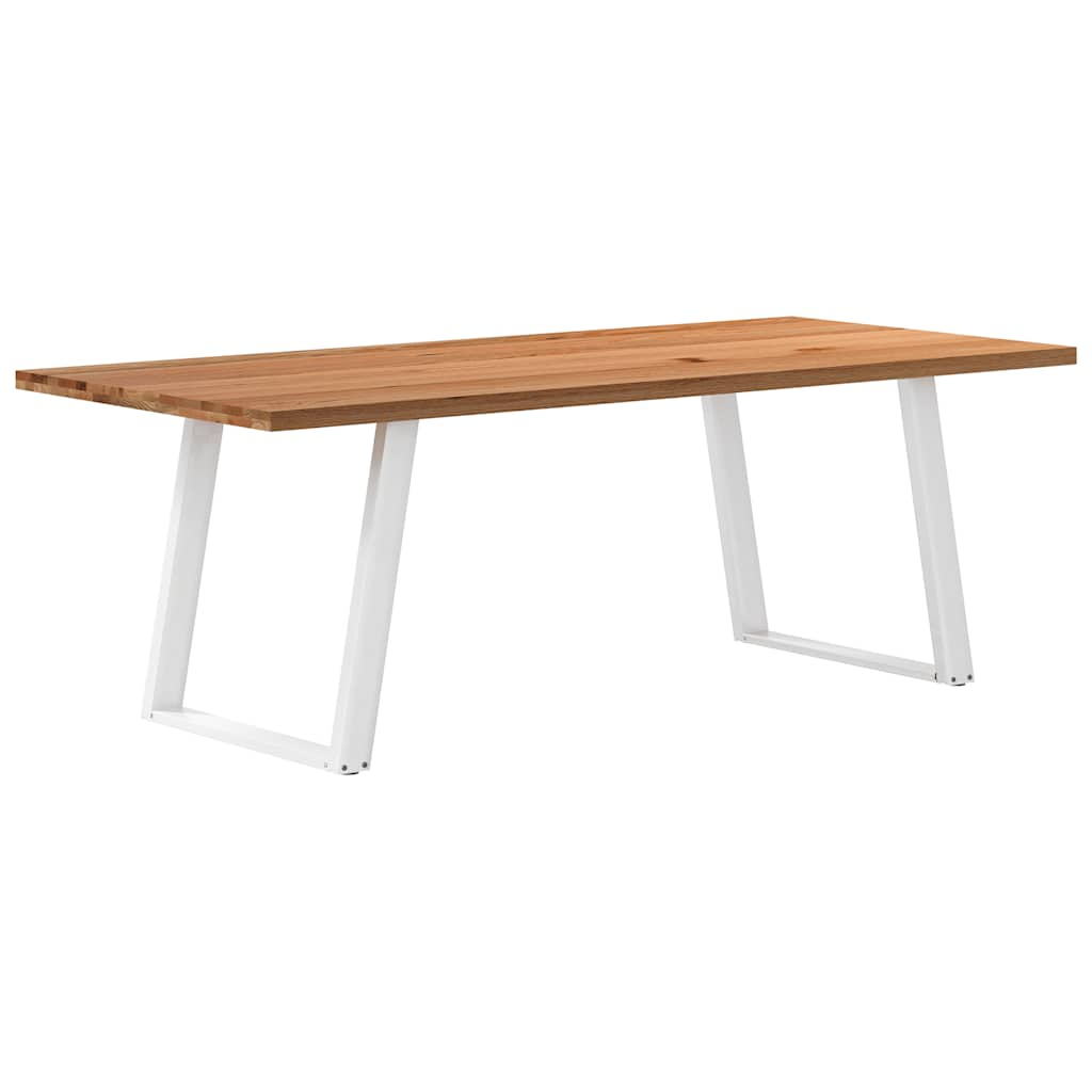 Eettafel rechthoekig 220x100x74 cm massief eikenhout lichtbruin - AllerleiShop