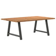 Eettafel rechthoekig 200x120x74 cm massief eikenhout lichtbruin - AllerleiShop