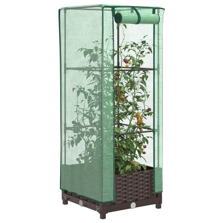 Plantenbak verhoogd met kashoes 40x40x123 cm rattanlook - AllerleiShop