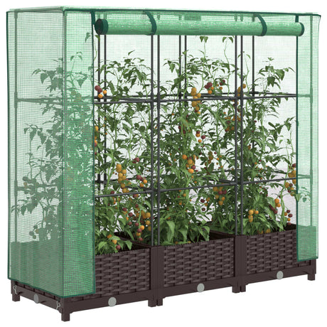 Plantenbak verhoogd met kashoes 120x40x123 cm rattanlook - AllerleiShop