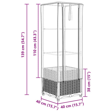 Plantenbak verhoogd met kashoes 40x40x139 cm rattanlook - AllerleiShop