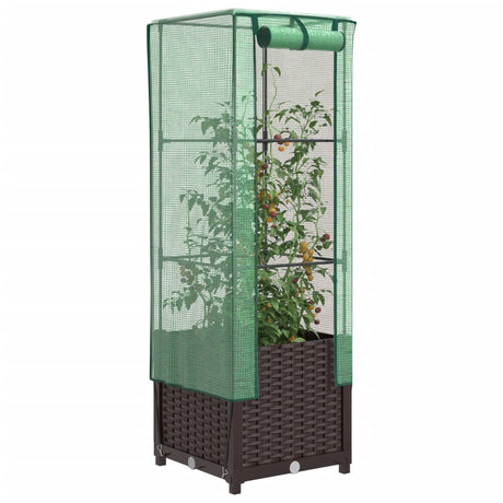 Plantenbak verhoogd met kashoes 40x40x139 cm rattanlook - AllerleiShop