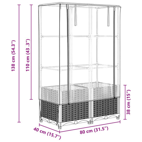 Plantenbak verhoogd met kashoes 80x40x138 cm rattanlook - AllerleiShop