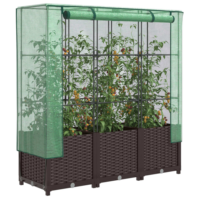 Plantenbak verhoogd met kashoes 120x40x138 cm rattanlook - AllerleiShop