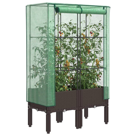 Plantenbak verhoogd met kashoes 80x40x140 cm rattanlook - AllerleiShop