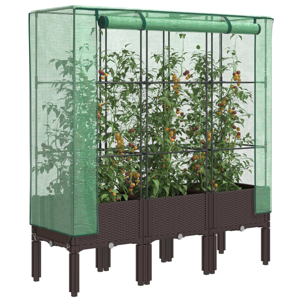 Plantenbak verhoogd met kashoes 120x40x140 cm rattanlook - AllerleiShop