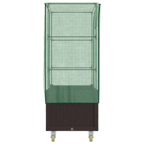 Plantenbak verhoogd met hoes en wielen 80x50x182 cm rattanlook - AllerleiShop