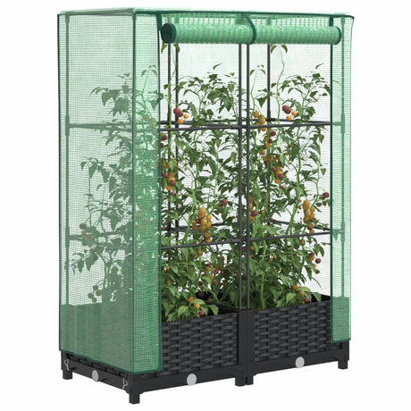 Plantenbak verhoogd met kashoes 80x40x123 cm rattanlook - AllerleiShop