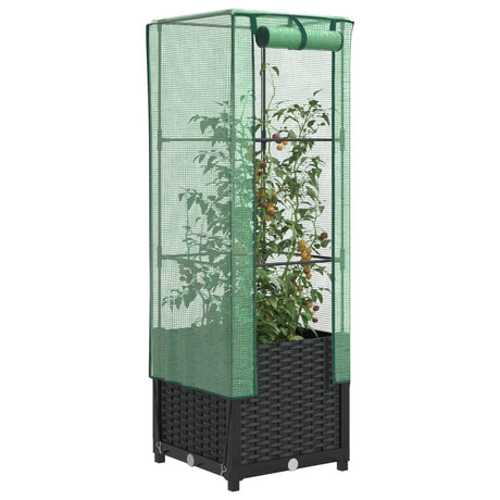 Plantenbak verhoogd met kashoes 40x40x139 cm rattanlook - AllerleiShop