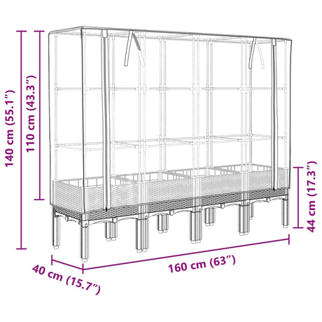 Plantenbak verhoogd met kashoes 160x40x140 cm rattanlook - AllerleiShop