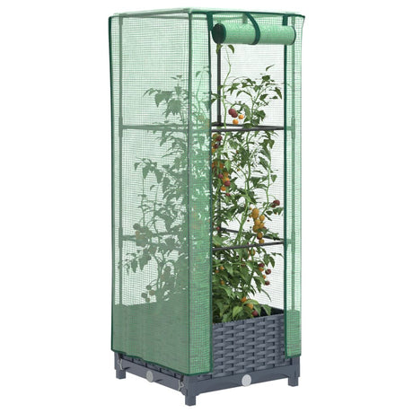 Plantenbak verhoogd met kashoes 40x40x123 cm rattanlook - AllerleiShop