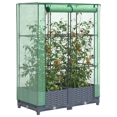 Plantenbak verhoogd met kashoes 80x40x123 cm rattanlook - AllerleiShop