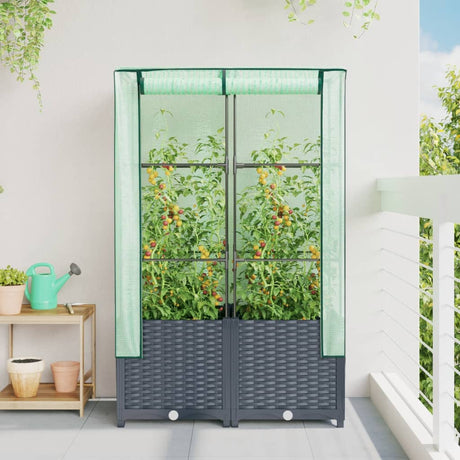 Plantenbak verhoogd met kashoes 80x40x138 cm rattanlook - AllerleiShop