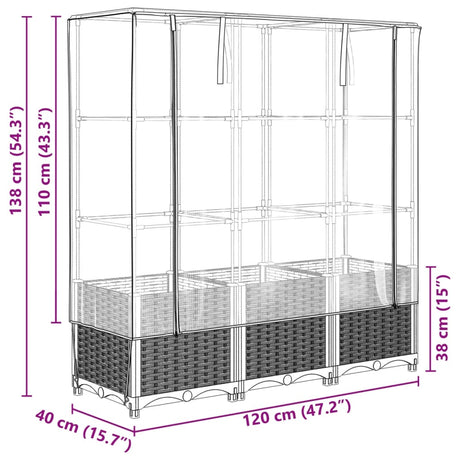 Plantenbak verhoogd met kashoes 120x40x138 cm rattanlook - AllerleiShop