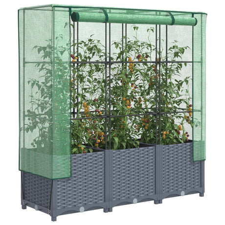 Plantenbak verhoogd met kashoes 120x40x138 cm rattanlook - AllerleiShop