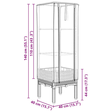 Plantenbak verhoogd met kashoes 40x40x140 cm rattanlook - AllerleiShop