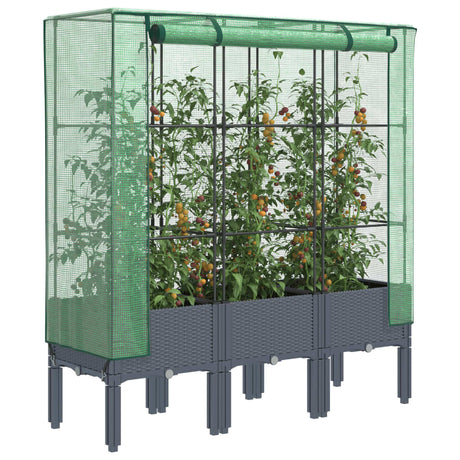 Plantenbak verhoogd met kashoes 120x40x140 cm rattanlook - AllerleiShop