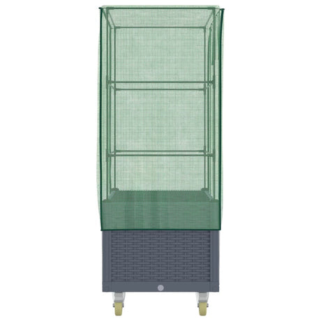 Plantenbak verhoogd met hoes en wielen 80x50x182 cm rattanlook - AllerleiShop