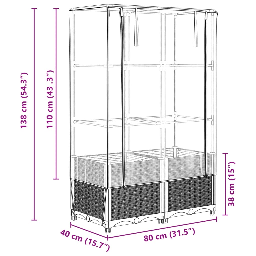 Plantenbak verhoogd met kashoes 80x40x138 cm rattanlook - AllerleiShop