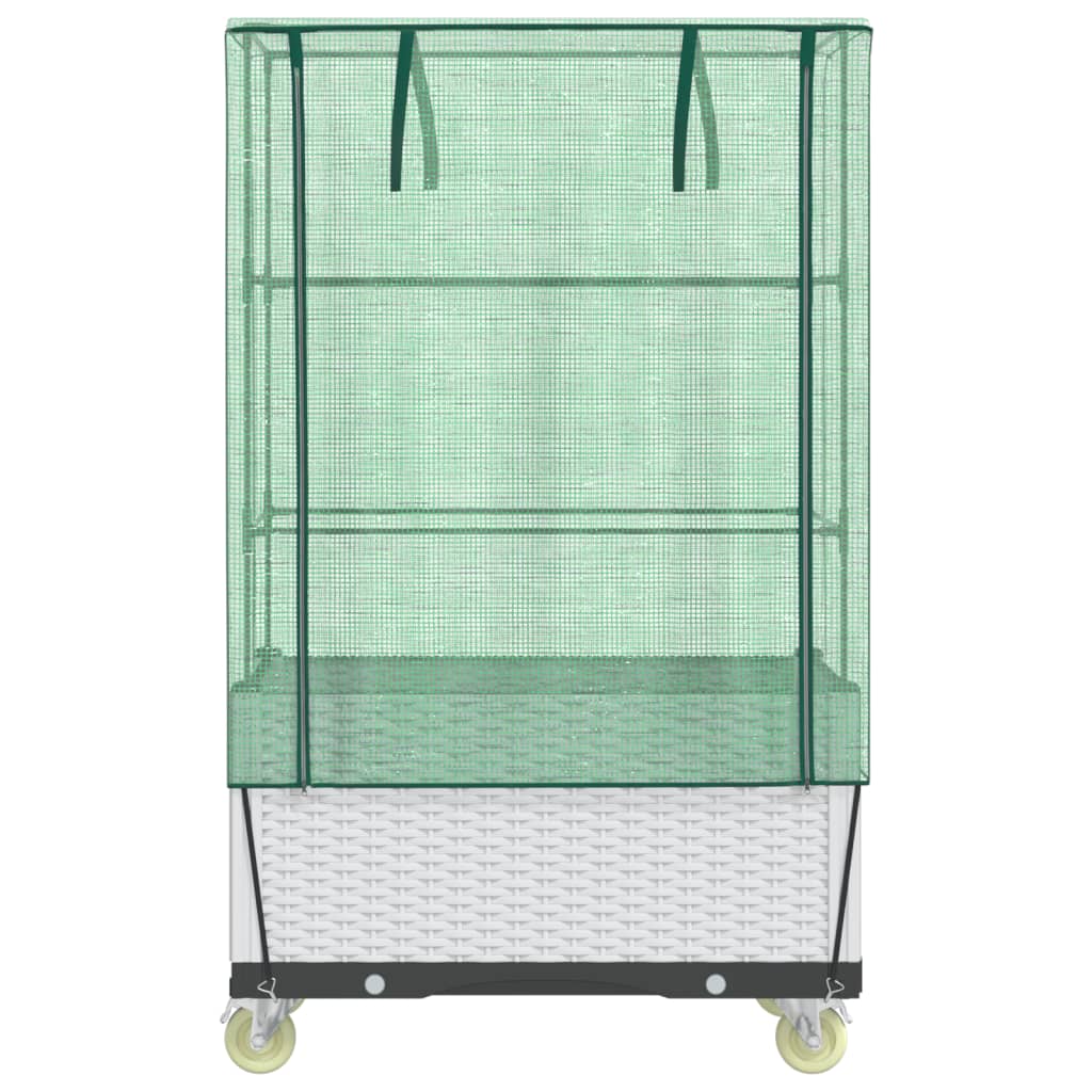 Plantenbak verhoogd met hoes en wielen 80x50x182 cm rattanlook - AllerleiShop