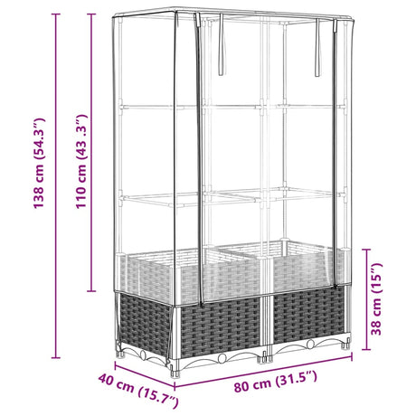 Plantenbak verhoogd met kashoes 80x40x138 cm rattanlook - AllerleiShop