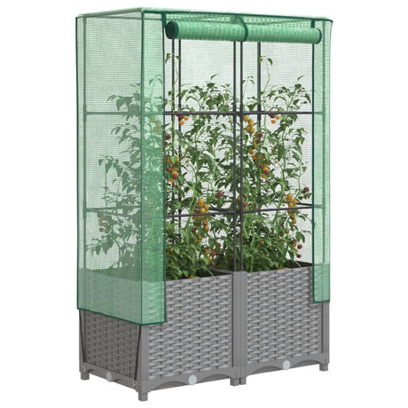 Plantenbak verhoogd met kashoes 80x40x138 cm rattanlook - AllerleiShop