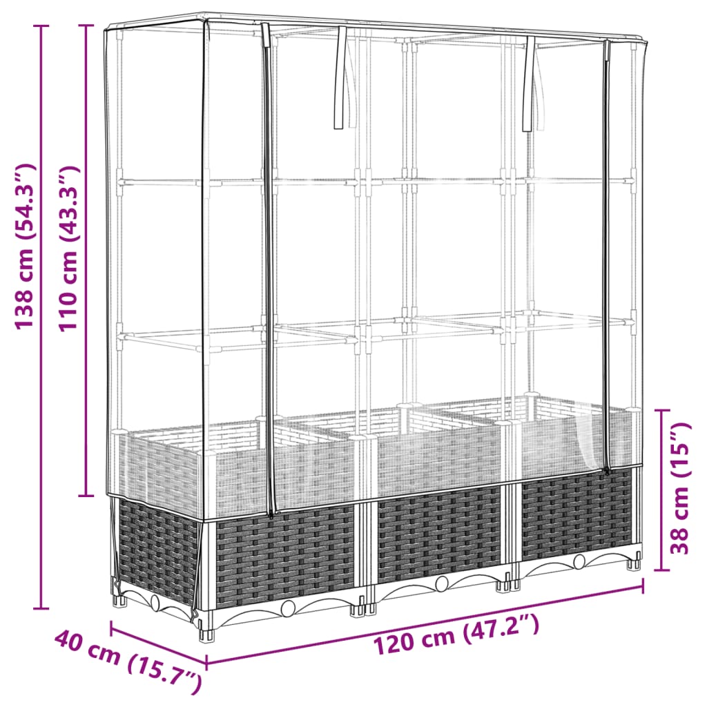 Plantenbak verhoogd met kashoes 120x40x138 cm rattanlook - AllerleiShop