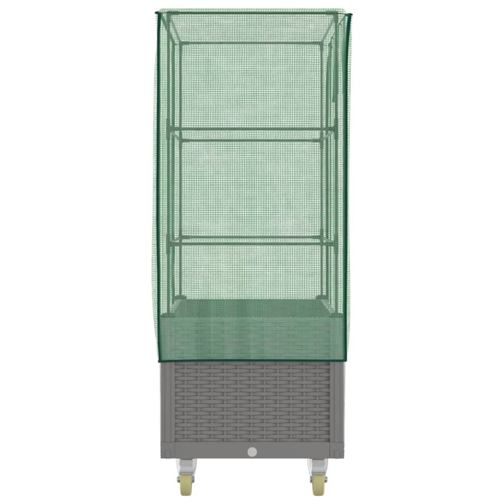 Plantenbak verhoogd met hoes en wielen 80x50x182 cm rattanlook - AllerleiShop