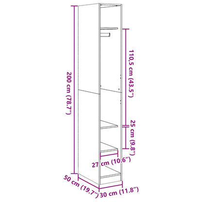 Kledingkast 30x50x200 cm bewerkt hout zwart - AllerleiShop