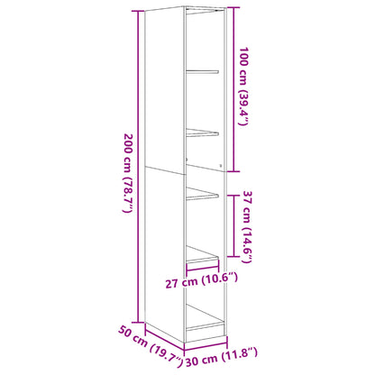 Kledingkast 30x50x200 cm bewerkt hout zwart - AllerleiShop