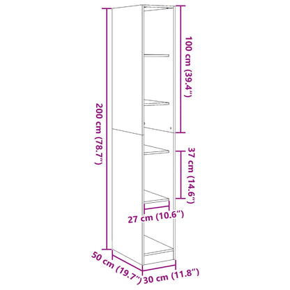 Kledingkast 30x50x200 cm bewerkt hout bruin eikenkleur - AllerleiShop